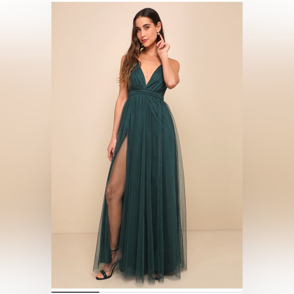 Lulu's Hunter Green Backless Maxi Dress
